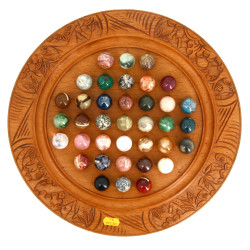 Jeu de solitaire, plateau en bois sculpt