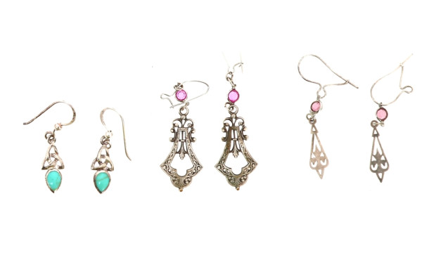 Lot de 3 paires de BO en argent, poids 5