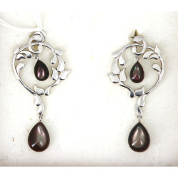 Paire de BO pendantes en argent et nacre