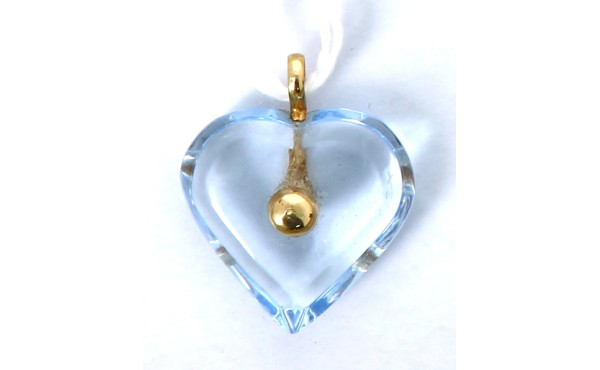 BACCARAT - Pendentif cœur en cristal ble