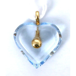 BACCARAT - Pendentif cœur en cristal ble