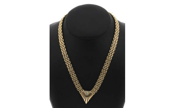 Collier fantaisie en métal doré et stras