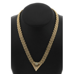 Collier fantaisie en métal doré et stras