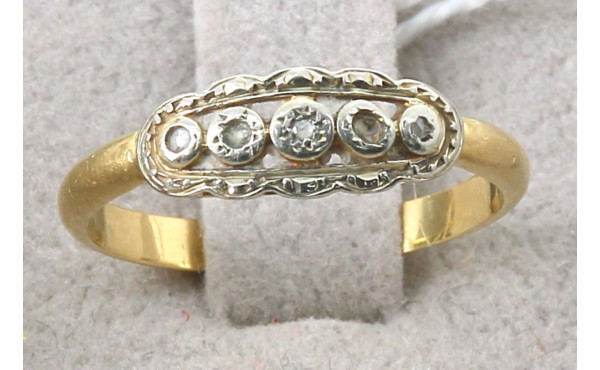 Bague ancienne 2 ors et petites roses, p