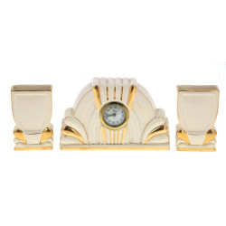 Garniture de cheminée en faïence ivoire 