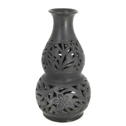 Vase en céramique ajourée à patine noir 