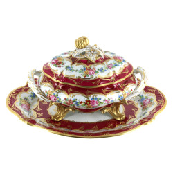 LIMOGES - Soupière sur son servant en po