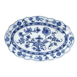 Plat ovale en porcelaine blanche et bleu