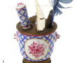 LIMOGES - Encrier en porcelaine et métal