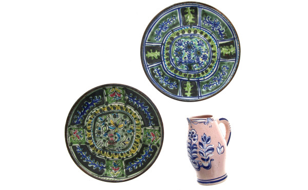 Pau YVAIN - Deux assiettes en grès à déc