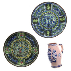 Pau YVAIN - Deux assiettes en grès à déc