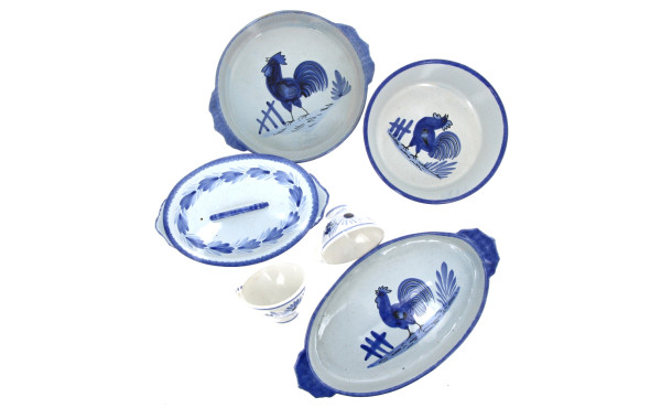 QUIMPER - Lot de 6 pièces décor en camaï