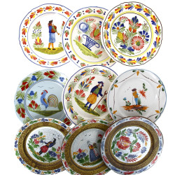 QUIMPER - Lot de 9 assiettes dont 8 en g