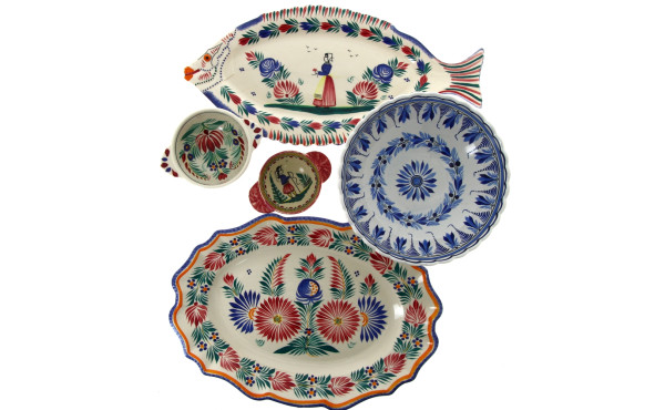 QUIMPER - Lot de 5 pièces en faïence pol