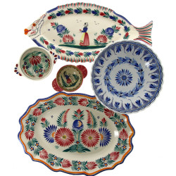 QUIMPER - Lot de 5 pièces en faïence pol