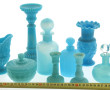 Lot de pièces en opaline de foire bleue 