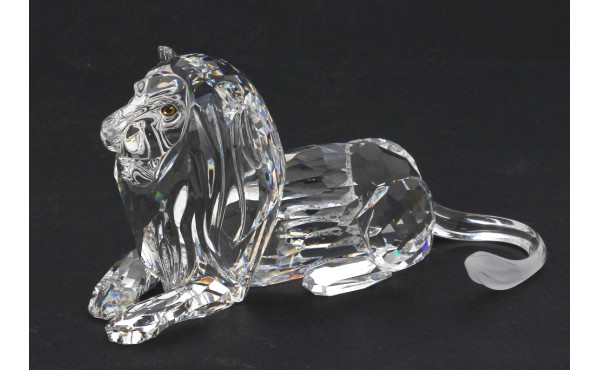 SWAROVSKI - Lion couché en cristal, H 6,